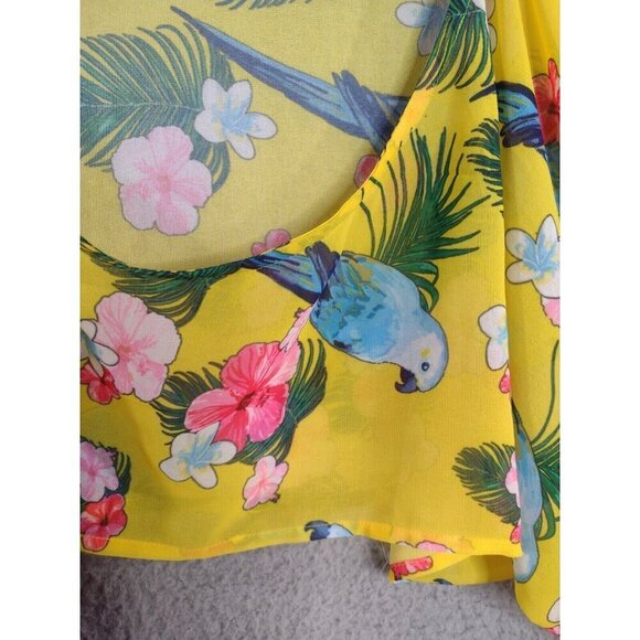 Soft Surroundings Parrot Print Crop Top Yellow Floral Boho Festival Top Small - Picture 3 of 9